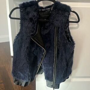 Sanctuary Faux Fur Vest - Size Small - Deep Blue